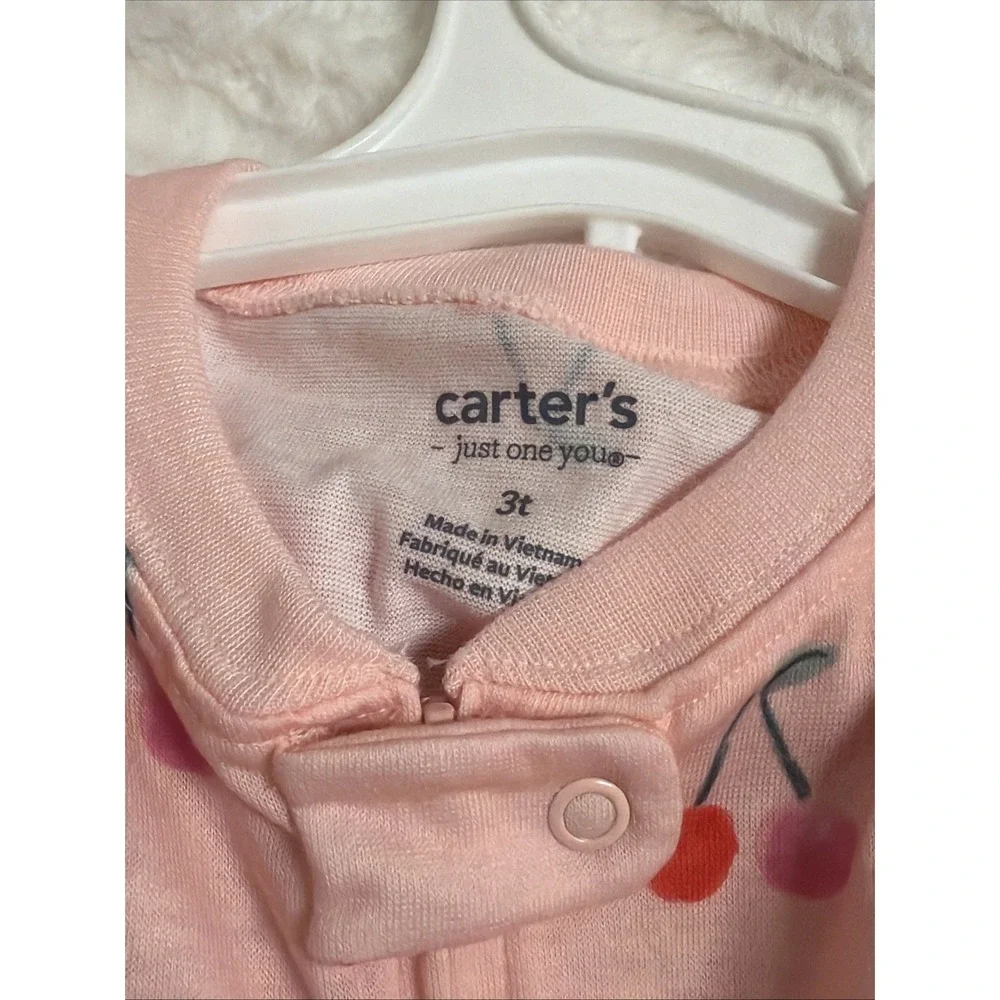 Toddler Girls' Carter's 2-Pack Pink Heart & Cherry Footie Pajamas Size 3T NWT